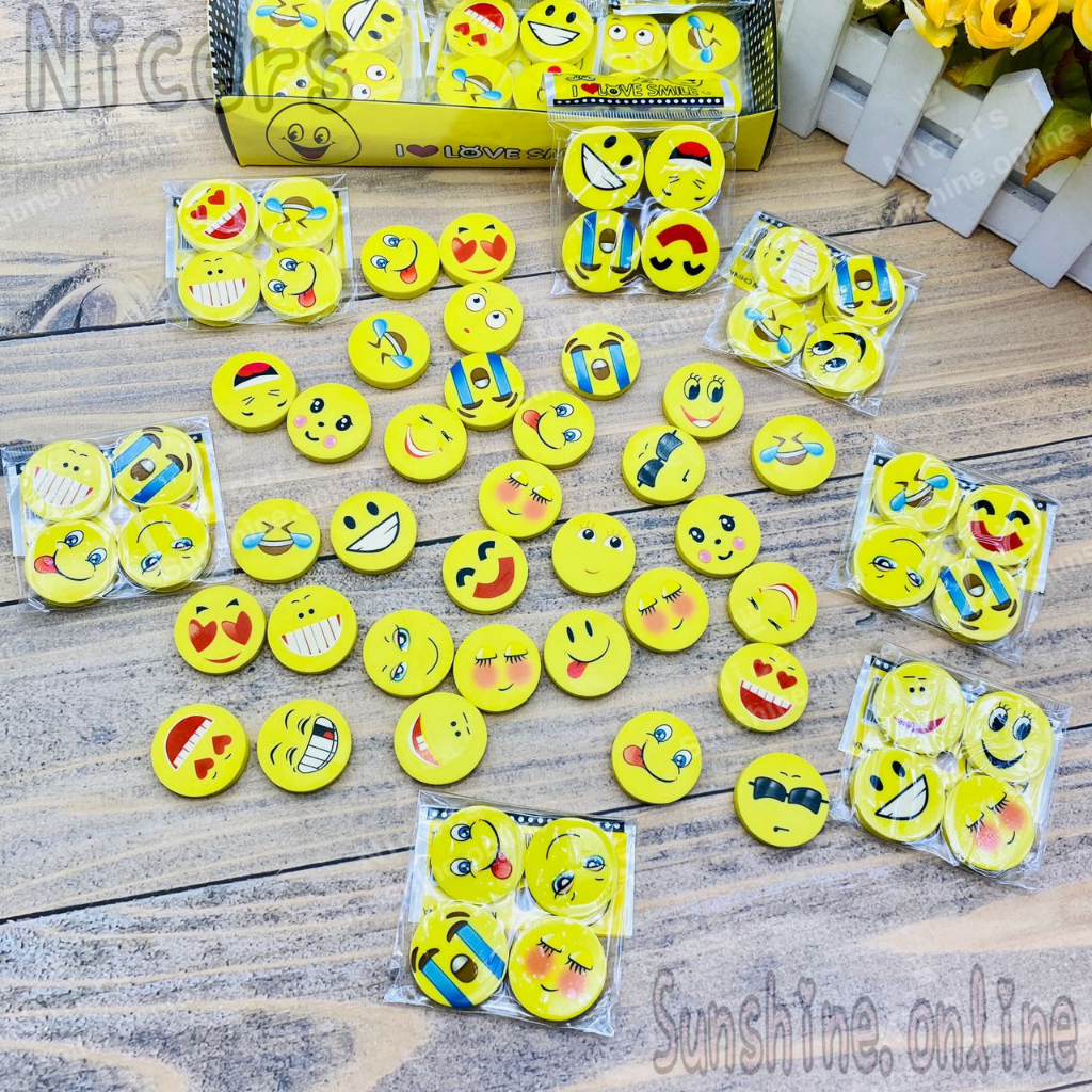 4pcs Set Mini Emoji Smiley Eraser Cute Erasers Shopee Philippines