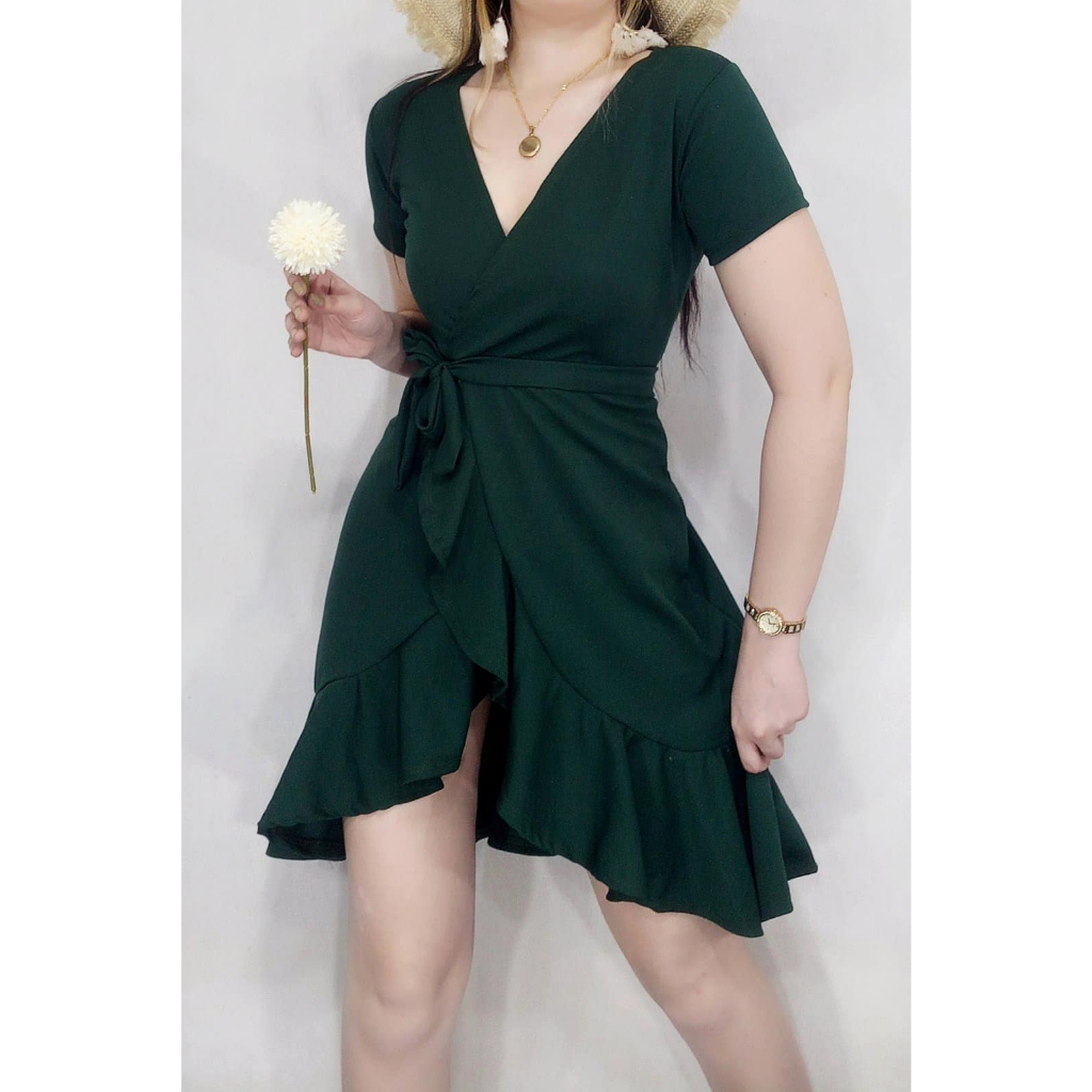 NEFRITY LUNA OVERLAP RUFFLES CASUAL DRESS/SEXY FASHIONABLE FORMAL EVENT  DRESS/PROM/GRADUATION DRESS | Shopee Philippines