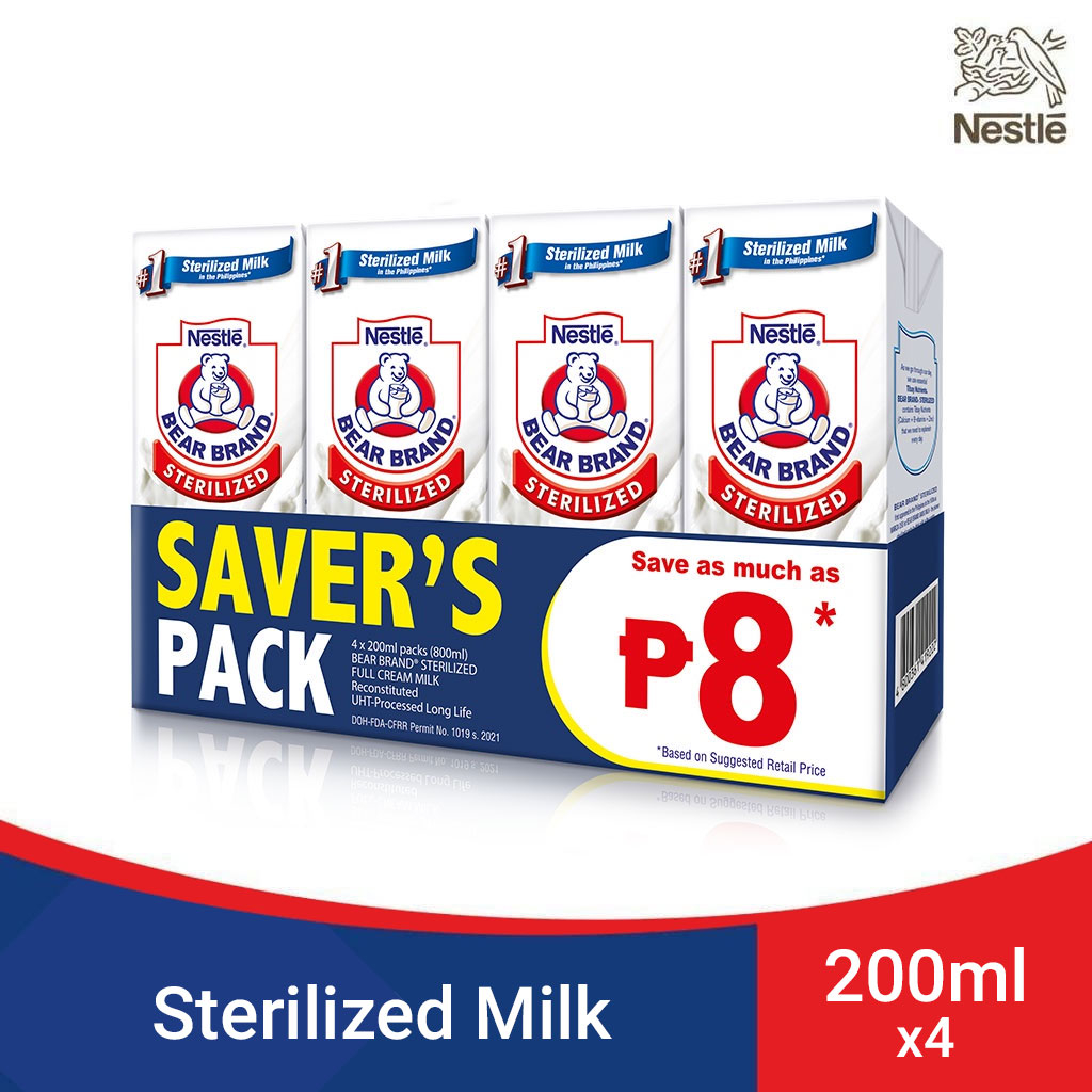 Bear Brand Sterilized UHT Milk 200ml - Buy 4, Save 8 | Shopee Philippines