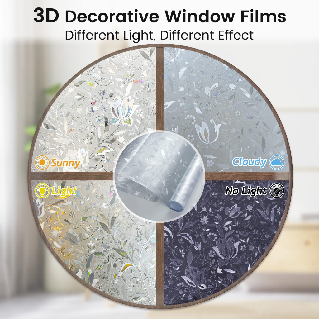 (75CM*4M) GS 3D Window Sticker Film,Frosted Glass Sticker for Window ...