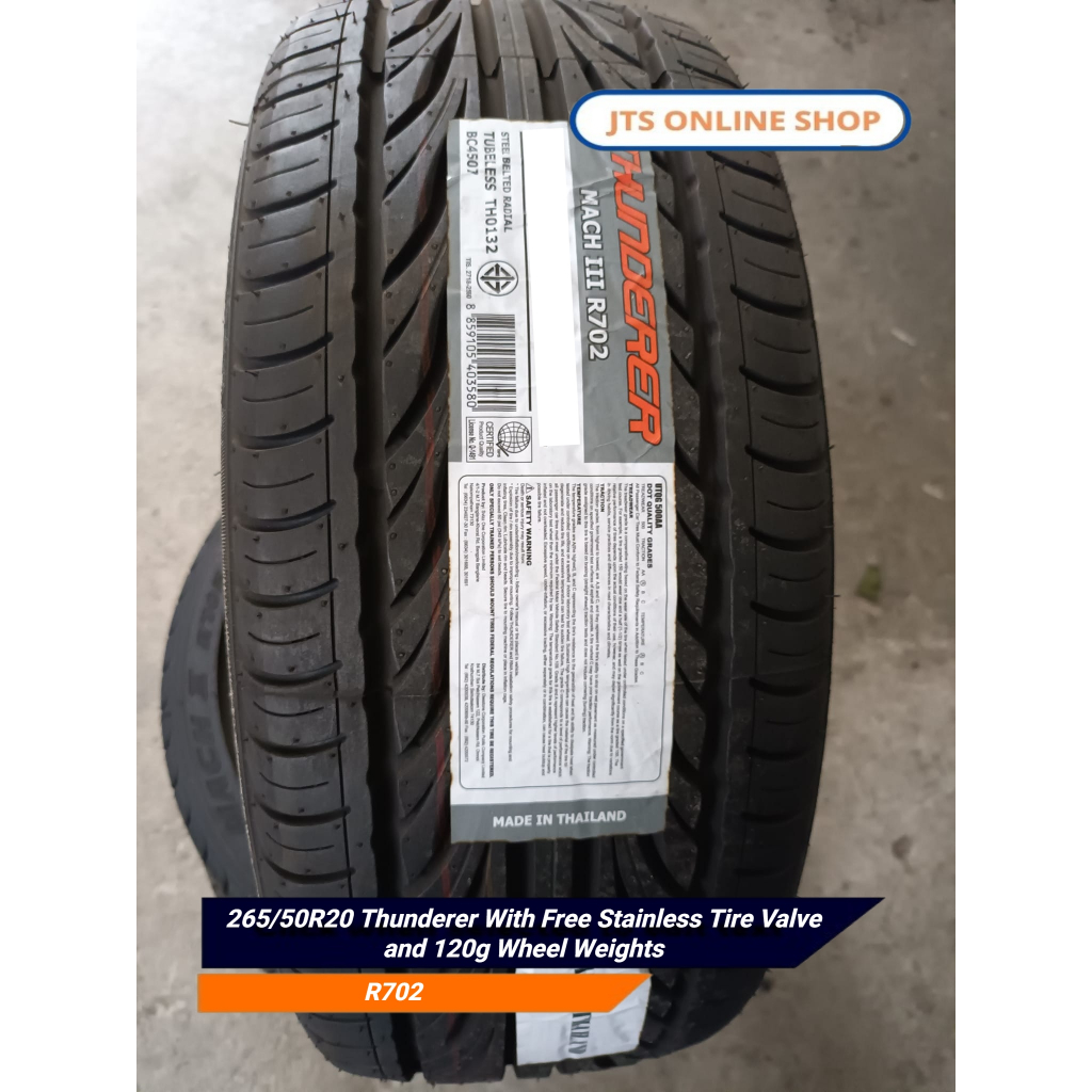 265/50R20 Thunderer With Free Stainless Tire Valve and 120g Wheel ...