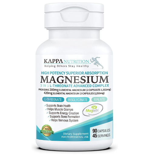 2253 mg Magnesium LThreonate Supplement by Kappa 3in1 with
