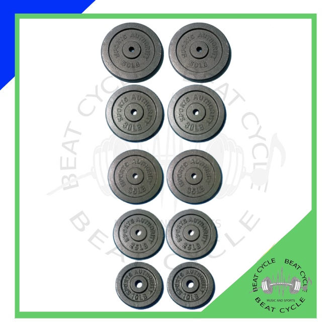 (1 Pair) Sturdy Iron Sports Authority Plates for Barbells 15, 25, 30