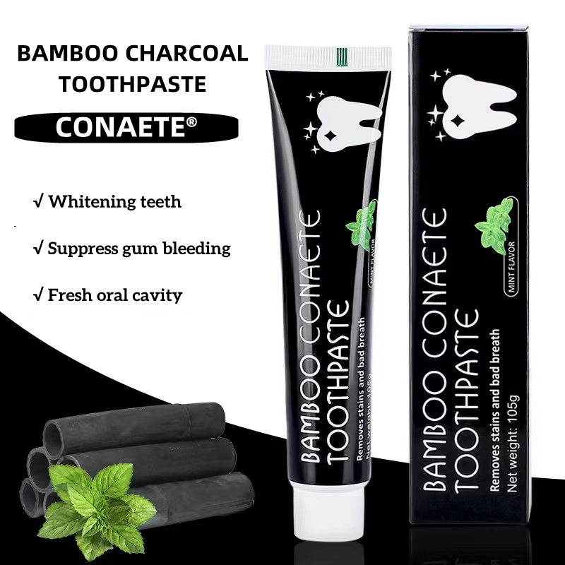 【White/Black】CONAETE Bamboo Charcoal Teeth Whitening Black Toothpaste