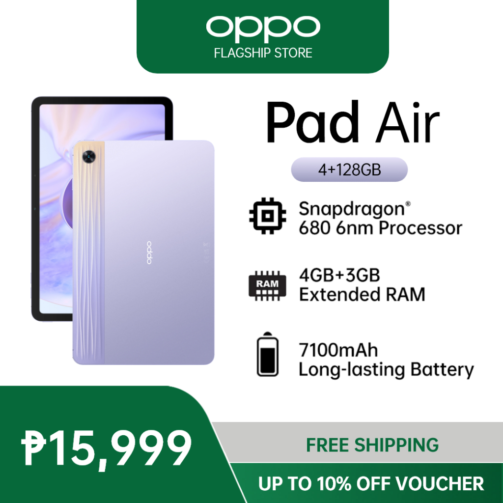 [NEW] OPPO Pad Air (4+128GB) | Snapdragon® 680 6nm Processor | 7100mAh  Battery Tablet