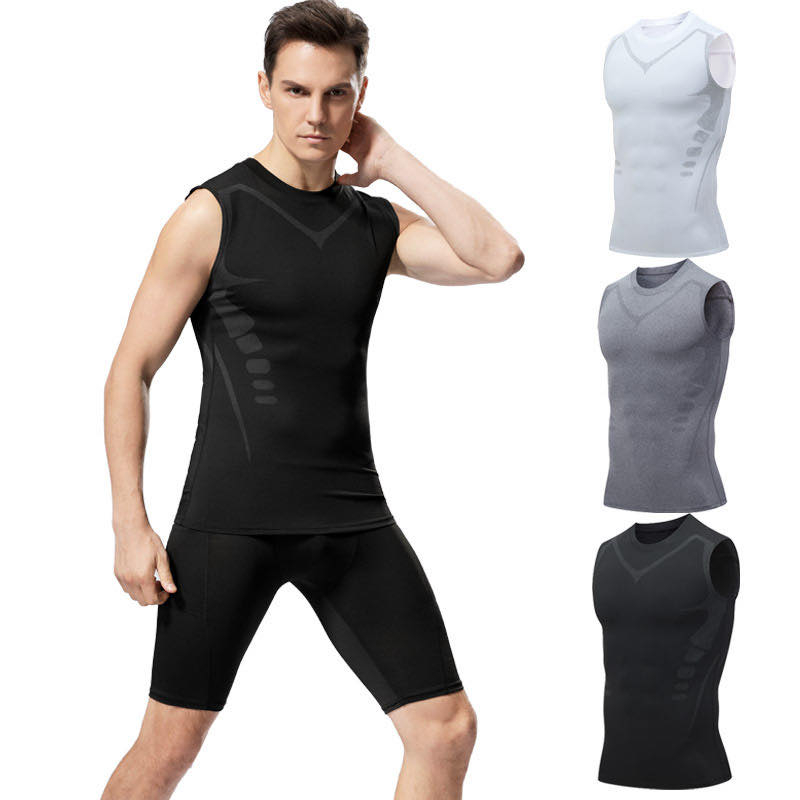G813# Men's pro combat compression tights sleeveless Dri-fit sando  running/gym