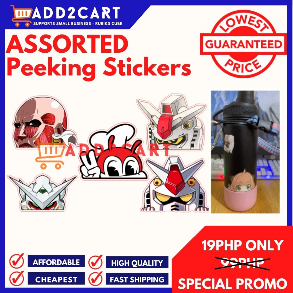 ASSORTED JOLLIBEE TRANSFORMERS GUNDAM Peeker Sticker Vinyl Waterproof ...