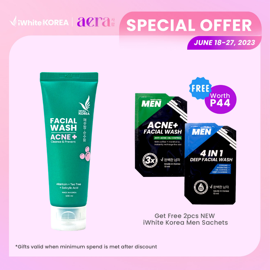 iWhite Korea ACNE+ Facial Wash 100ml Acne ProneSkin formulated with