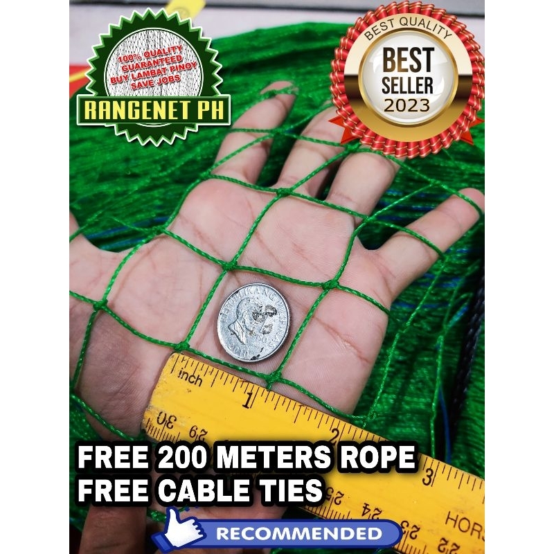 RANGE NET 1.25inch x 67ft x 100meters FREE 200 METERS ROPE & CABLE TIE NET LAMBAT CHICKEN NYLON