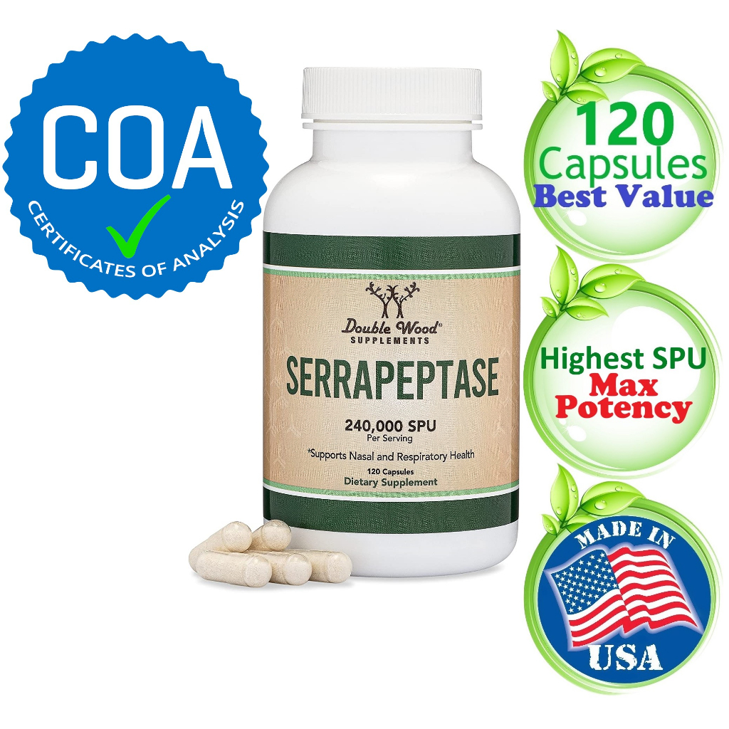 240K SPU Serrapeptase 120 Caps Ultra Potency for Blood Flow