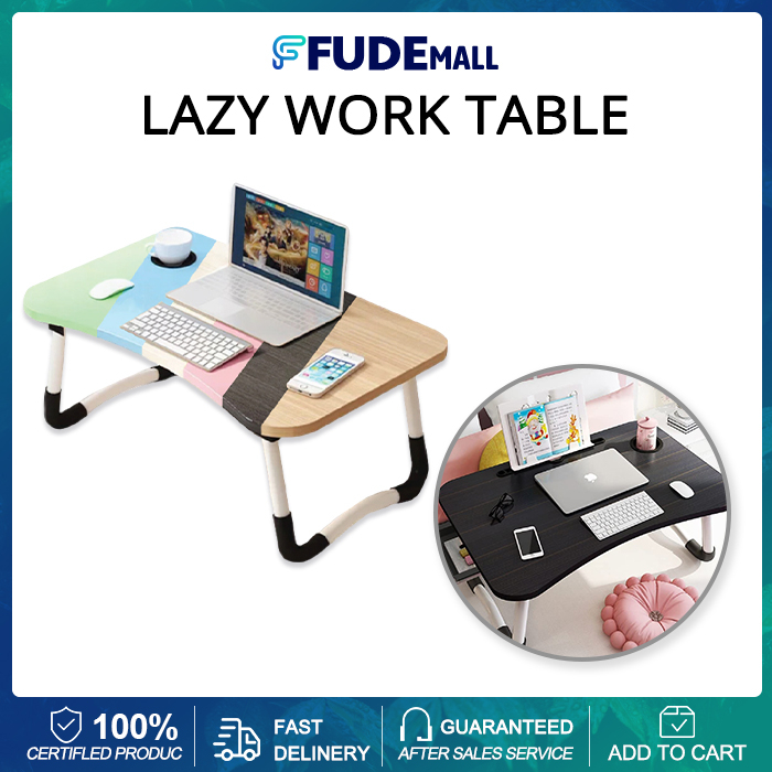 FUDE Folding Computer Table Bed Desk Laptop Desk For Bedroom Dorm Study