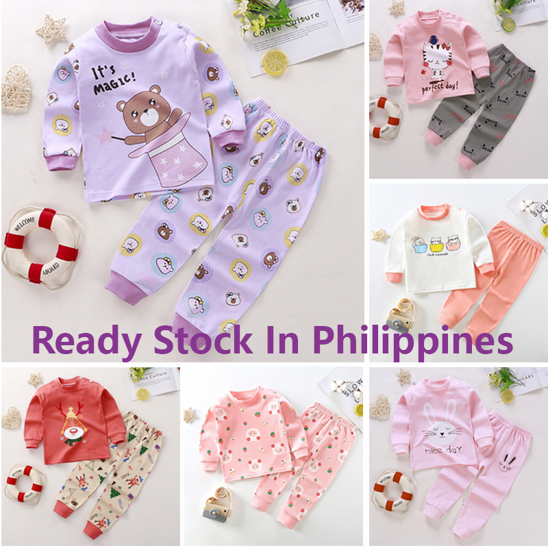 05Y baby girls pajamas set with long sleeves cotton pajamas for baby