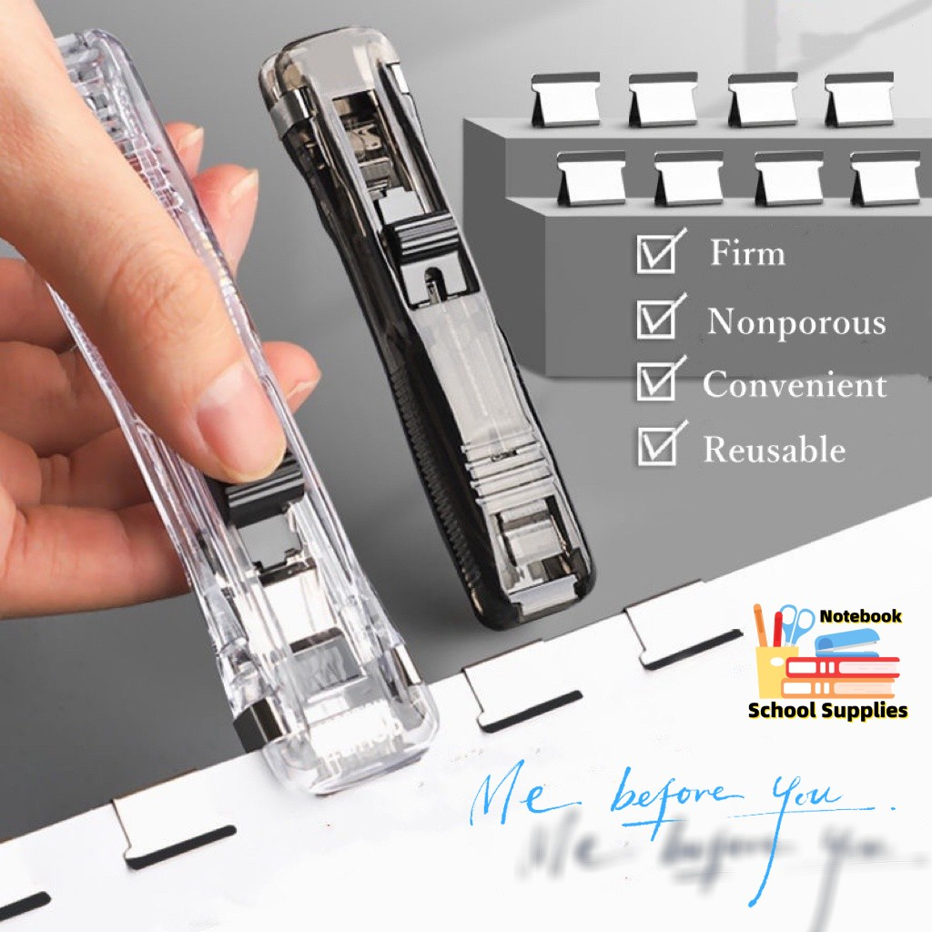 Friendly Folder Stapler Portable Push Clamp Paper Binder Reusable