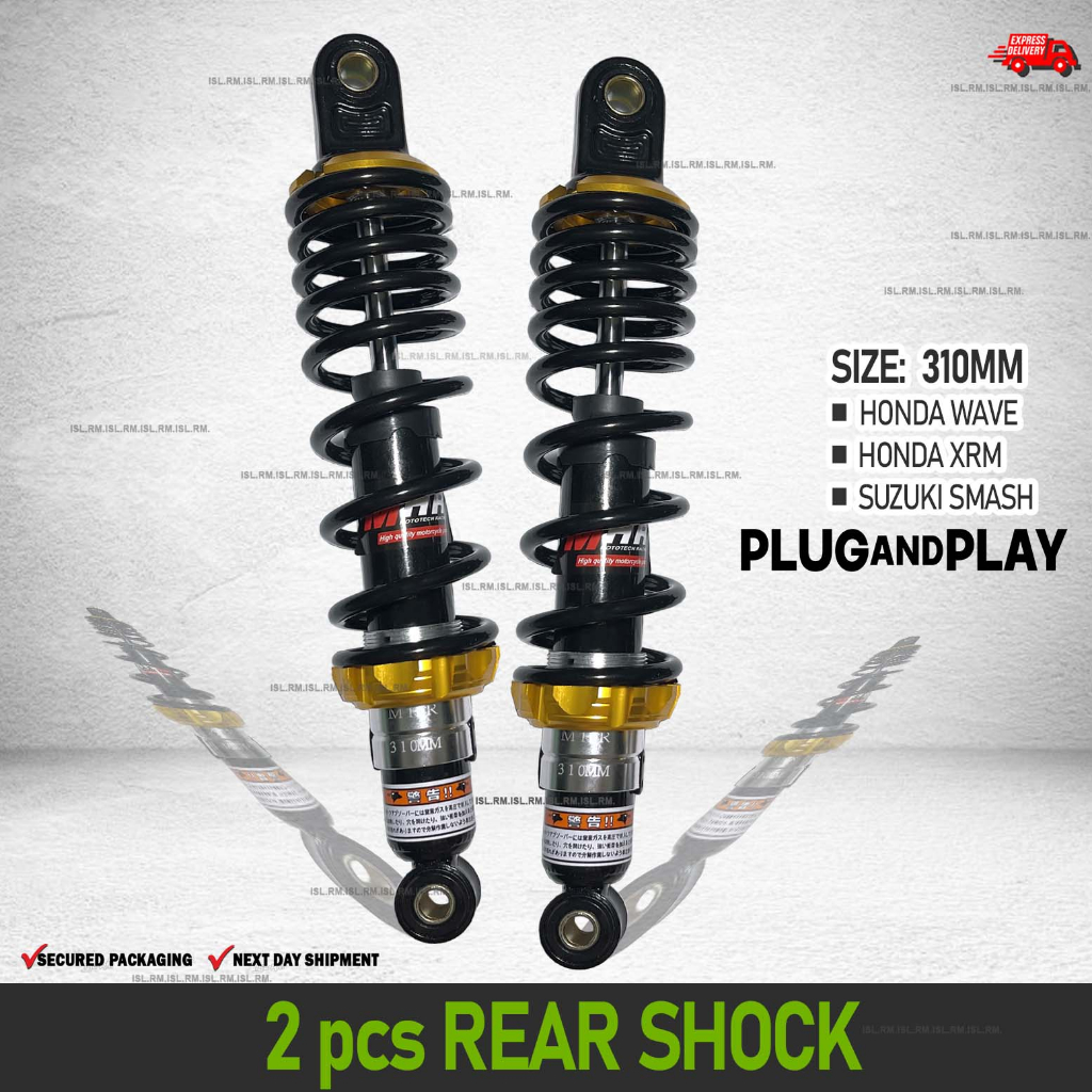 Honda Wave XRM Suzuki Smash Rear Shock Absorbers 310mm MHR Brand Black