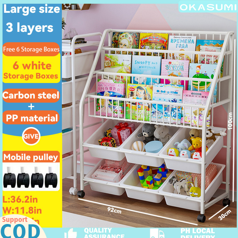 Okasumi COD Local Delivery Kids Bookshelf Toy Storage Rack Children's