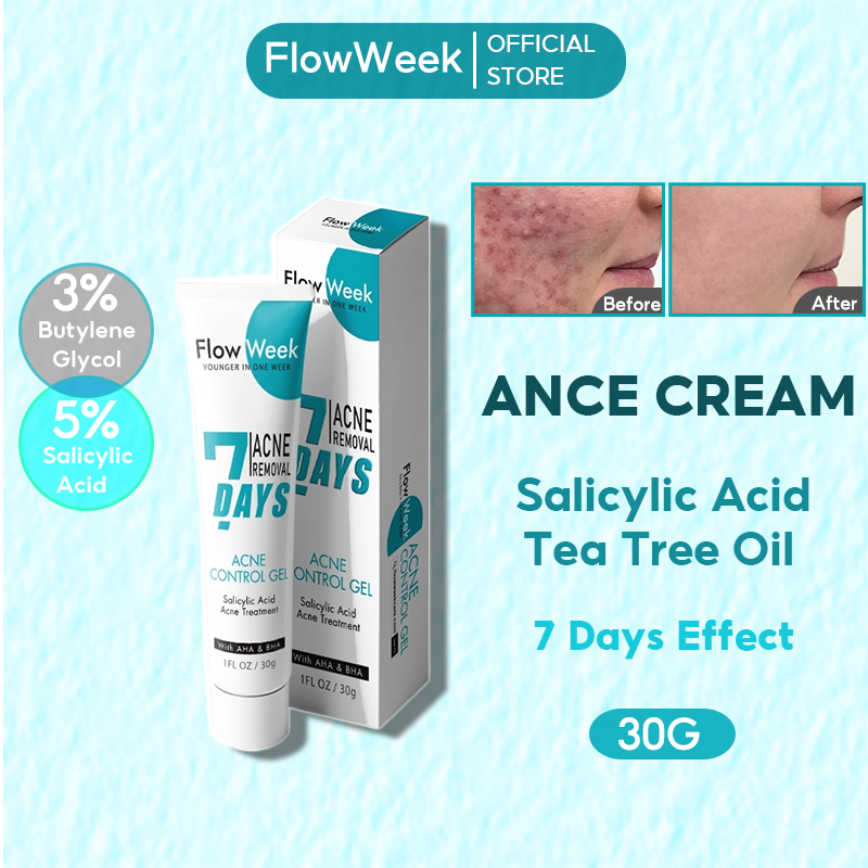 FlowWeek Salicylic Acid Acne Remover Cream Anti Acne Treatment Pimple