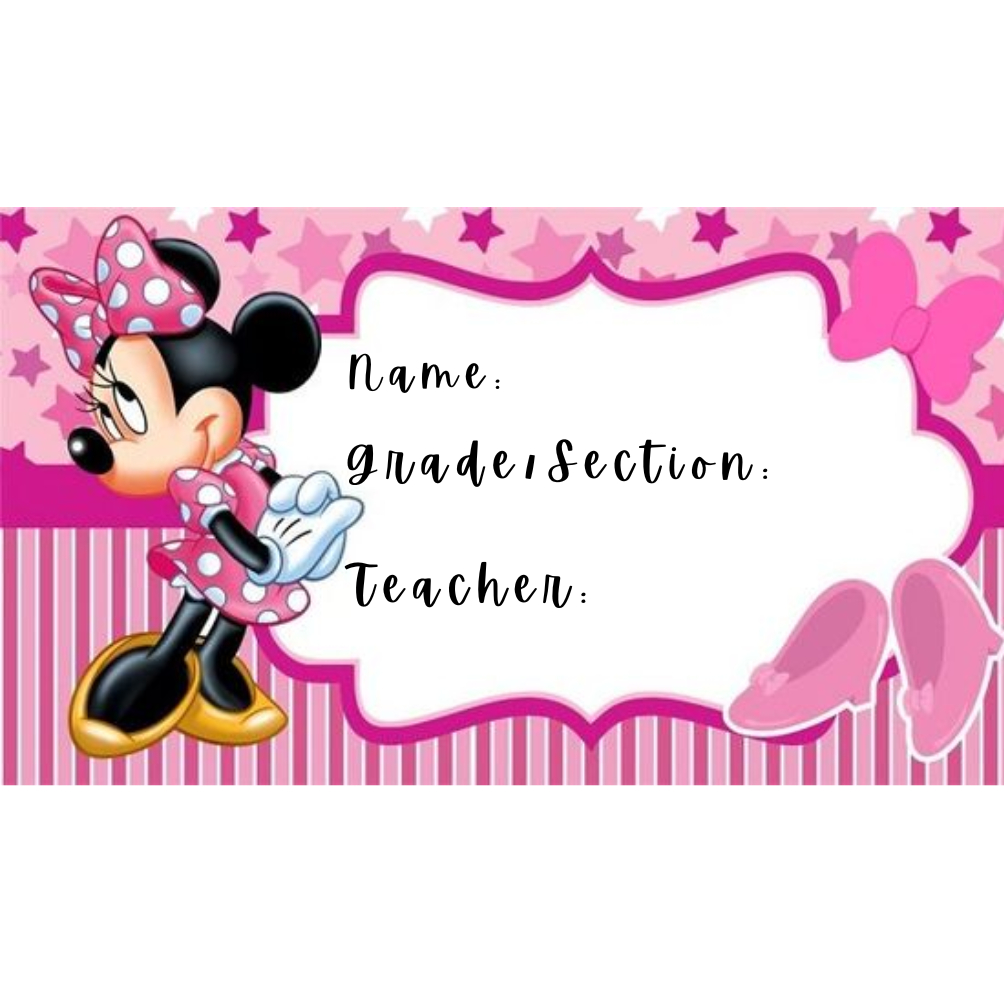 minnie mouse subject and name sticker set (8subje& 8 name label ...