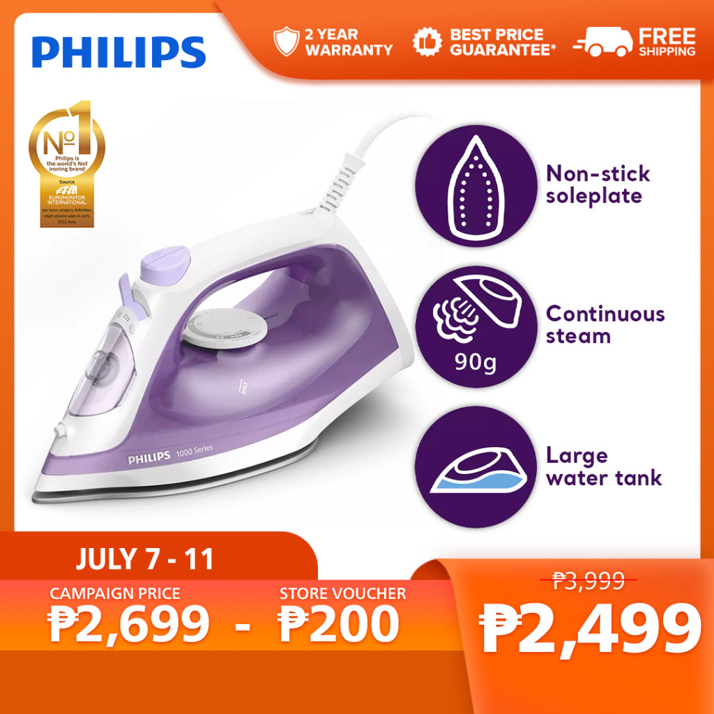 Philips Garment Steam Iron [DST1040/30] 2000W Non Stick Soleplate Calc