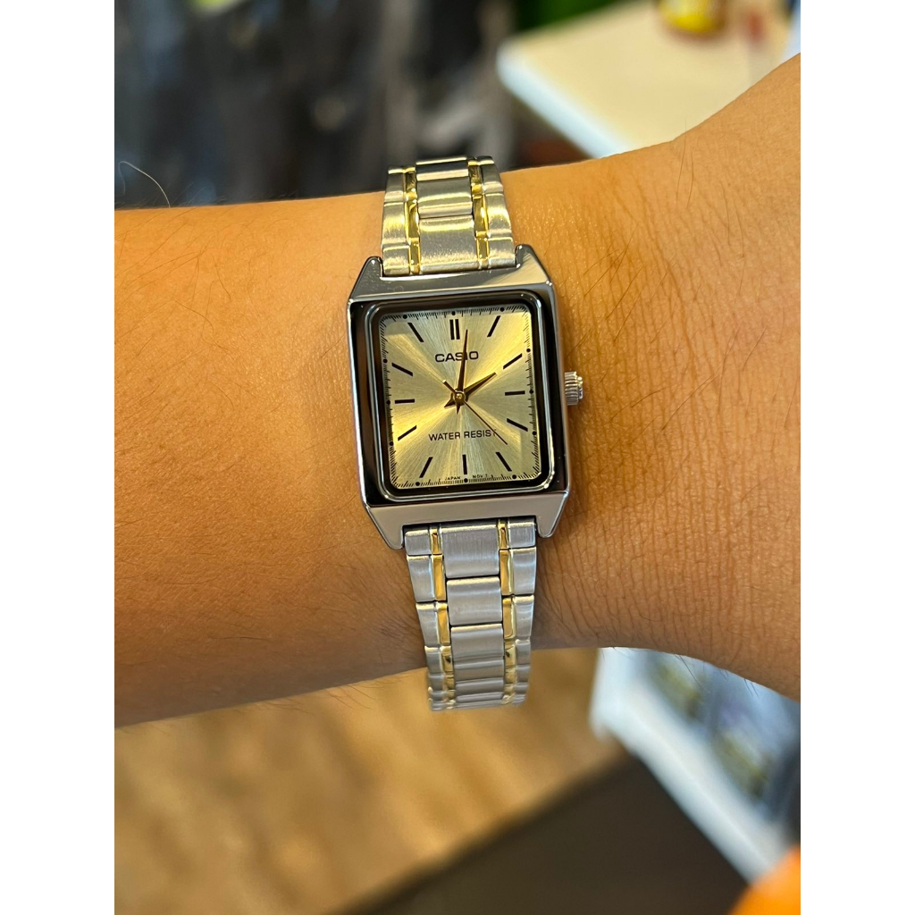 ORIGINAL CASIO Analog Tank Stainlesssteel Ladies Gold Watch LTPV007G