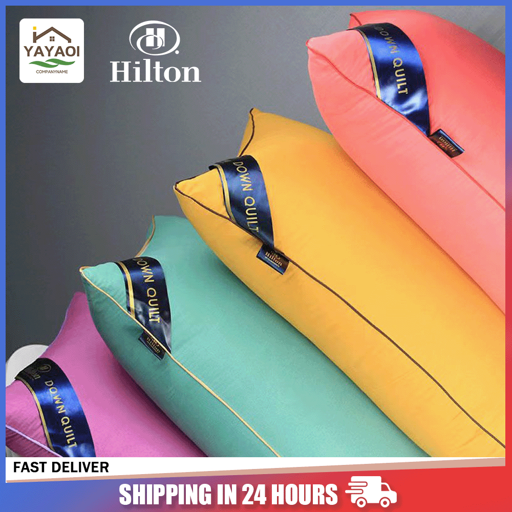 【Buy 1 take 1】Hilton Pillow 1KG/1000g Black/White/Blue/Green Hotel