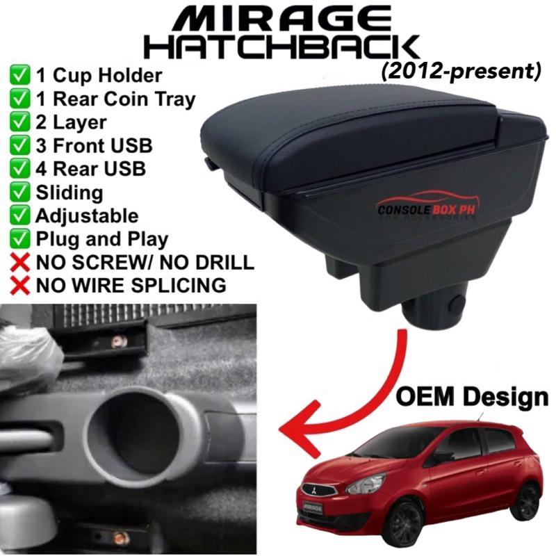 Mitsubishi Mirage Hatchback Armrest Console Box Shopee Philippines