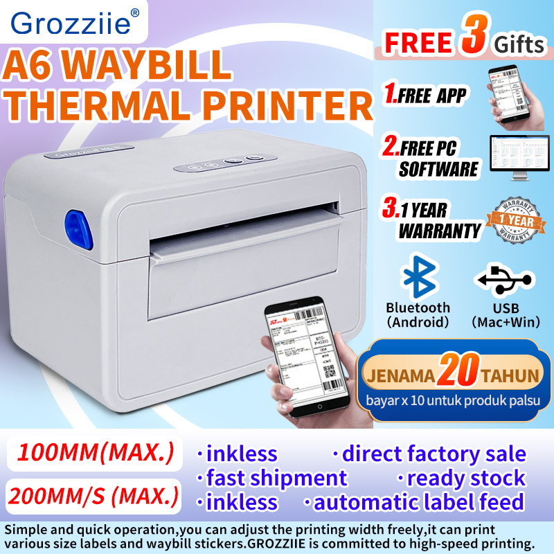 Thermal Printer Bluetooth WaybillBarcode Shipping Bluetooth A6 ...