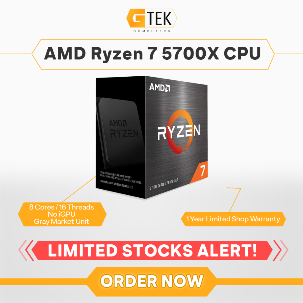 AMD Ryzen 7 5700X CPU w/ Wraith Stealth CPU Cooler AM4 Processor Box ...