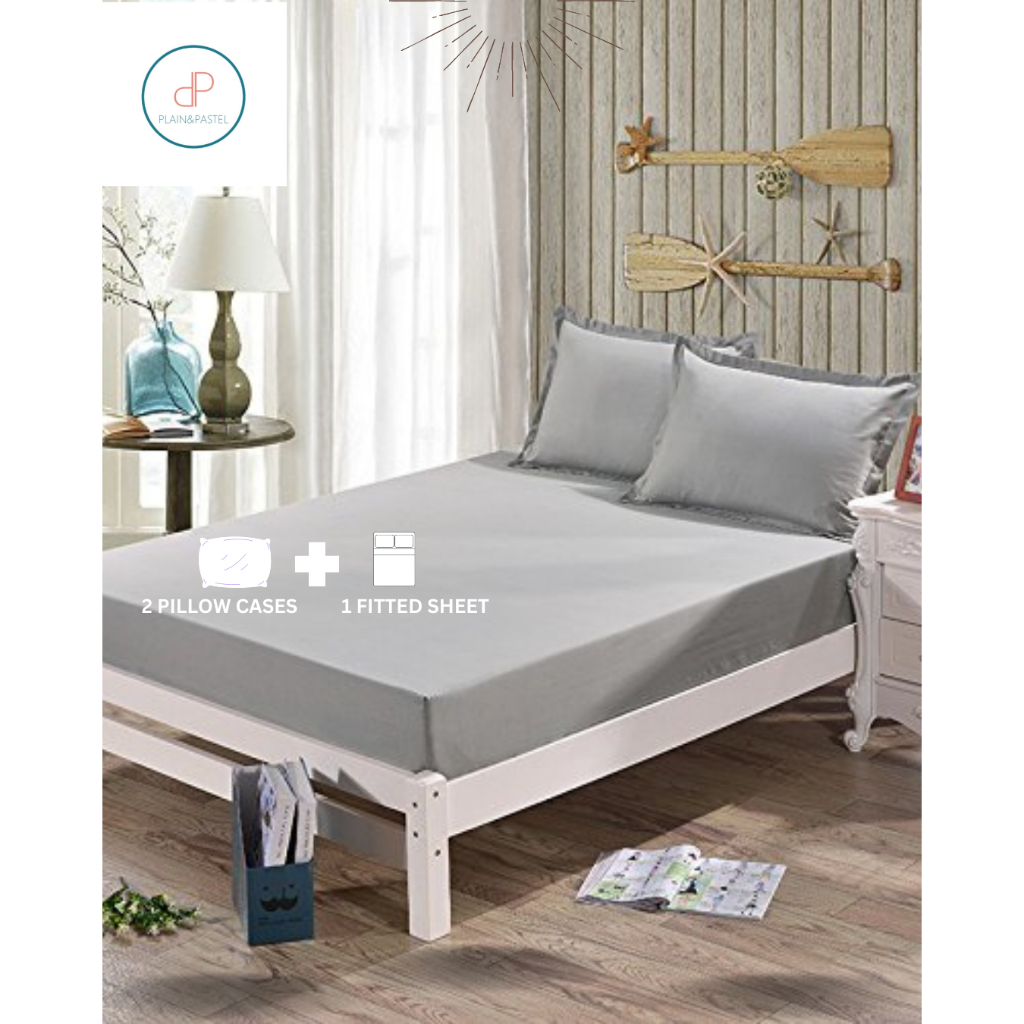 PlainPastelBed sheet Collection 3in1 Bedding Set Plain( 2 pillowcases