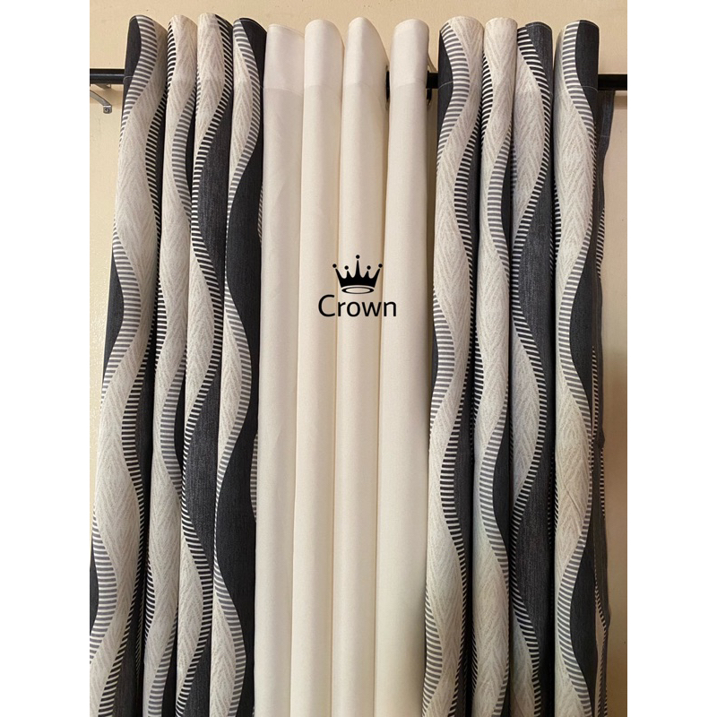 CRWN Elegant Wave Gray Ring Curtain ( 6FT 7FT ) sold per piece