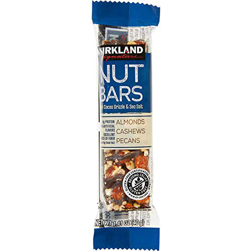 KIRKLAND NUT BARS ALMONDS, CASHEWS & PECANS WITH COCOA DRIZZLE & SEA