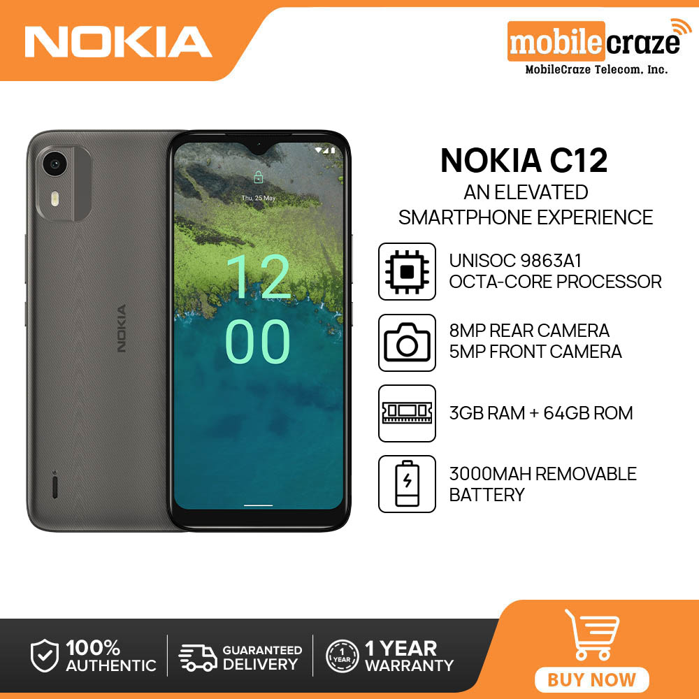 Nokia C12 Smartphone | 3GB+64GB | Unisoc 9863A1 | 6.3” HD+ Display ...