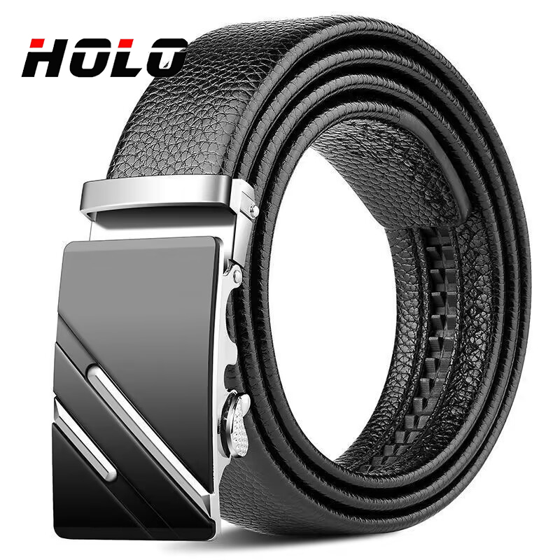 HJones Men's Automatic Buckle Leather Belt – Elegant Casual Dress Strap, Gift Idea (New)