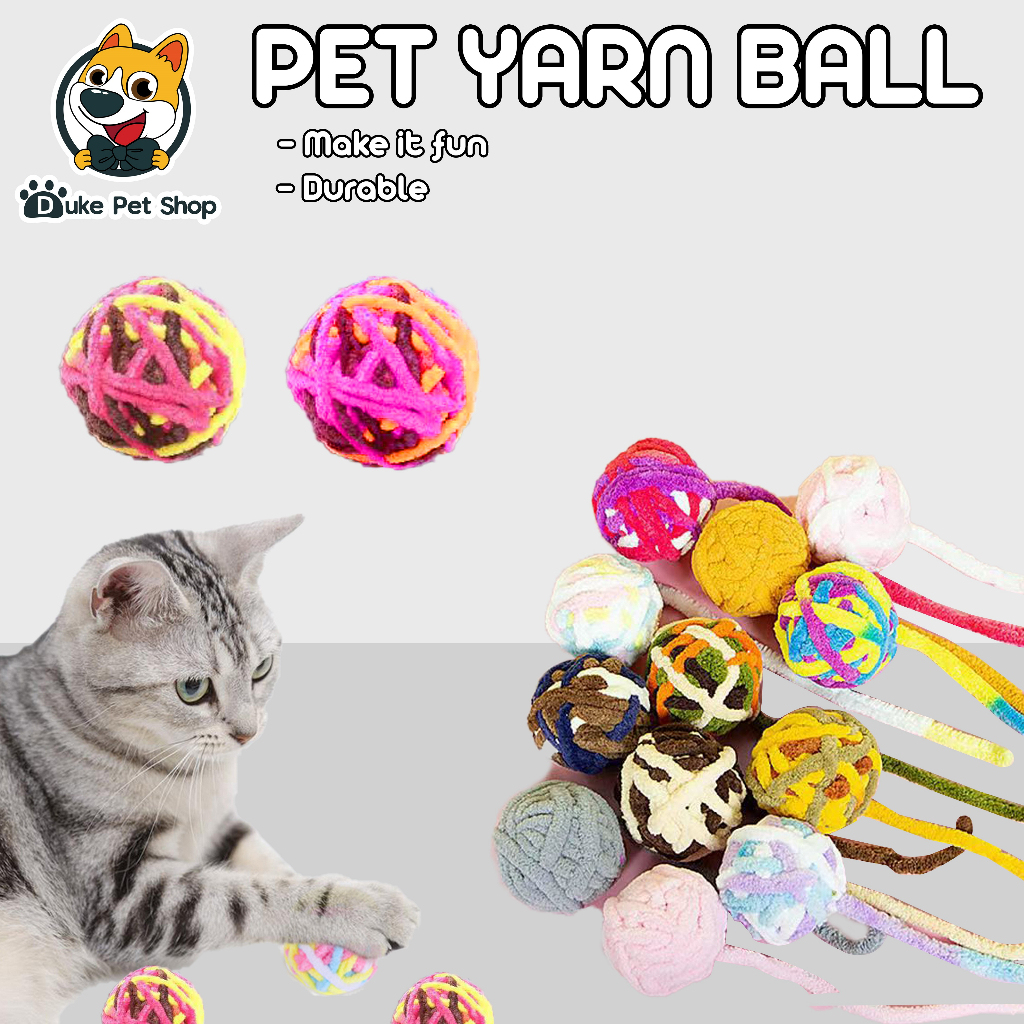 Pet Cat Yarn Ball W/Tail And Bell Cat Kitten Toy Cat Yarn ball Shopee