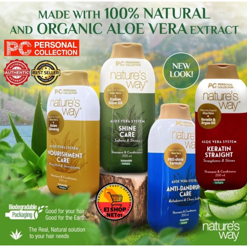 PERSONAL COLLECTION NEW PACKAGING NATURE'S WAY SHAMPOO & CONDITIONER NATURAL & ORGANIC ALOE
