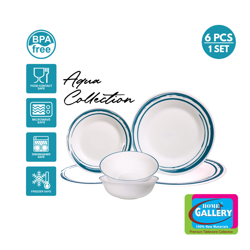 Home Gallery Aqua Collection Opal Glass Dinner Set 6pcs 100 Food Grade