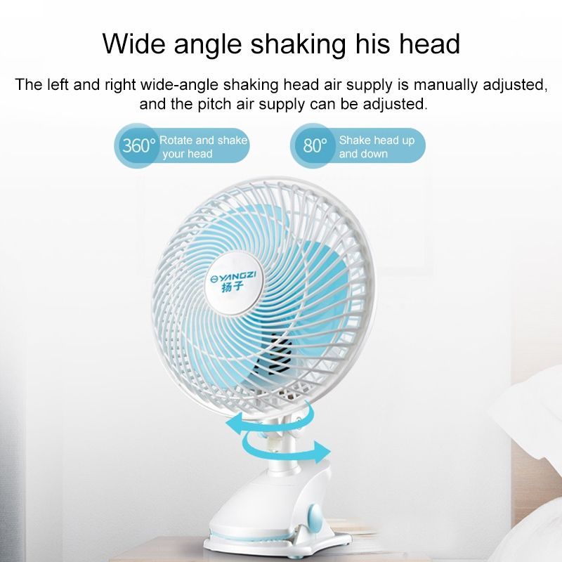 Shaking Head Mute Mini Electric Fan Portable Table Desktop Clip Fan ...