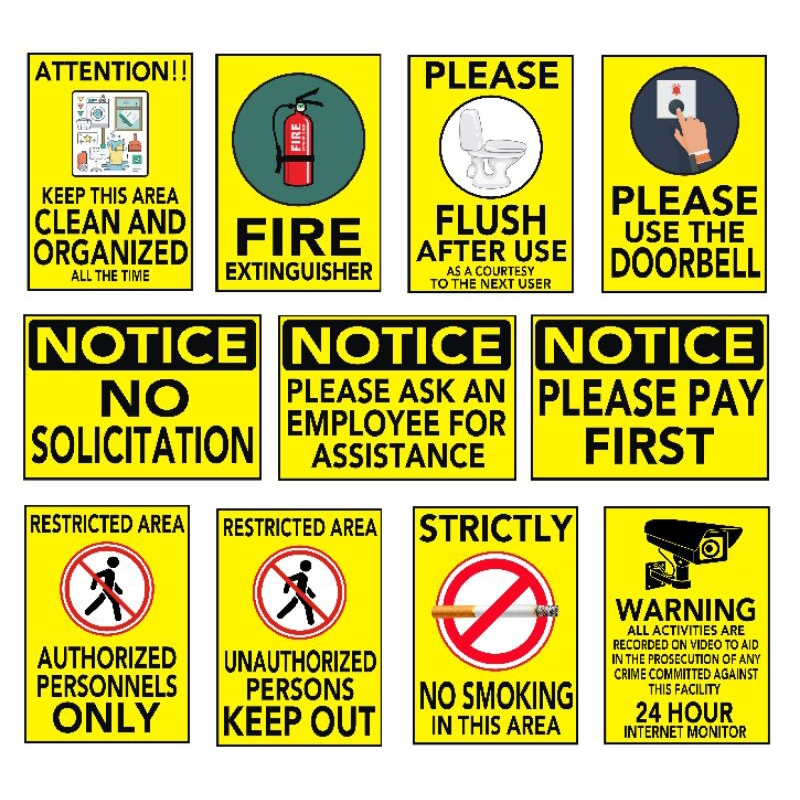 PVC Plastic signage no smoking fire extinguisher restricted area ...