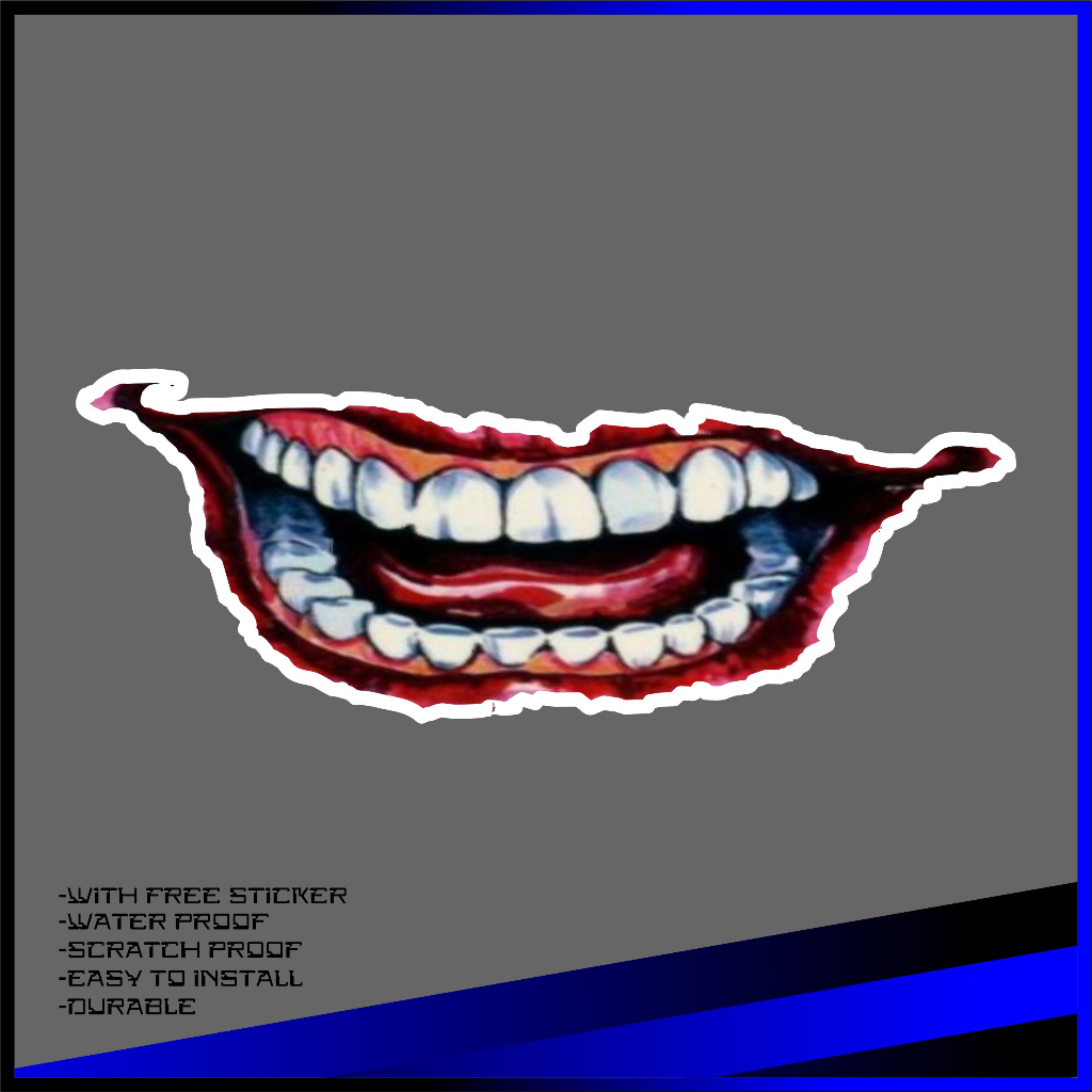Scary Devil Tooth Helmet Car Stickers Waterproof Camper Van 13cm ...