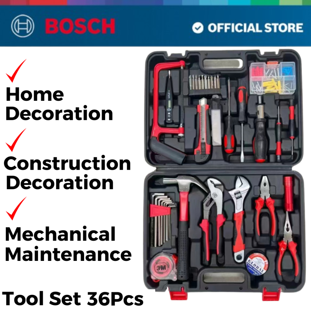 BOSCH Hand Tool Kit 36 Pcs Tool Set General Household Hand Tool Kit