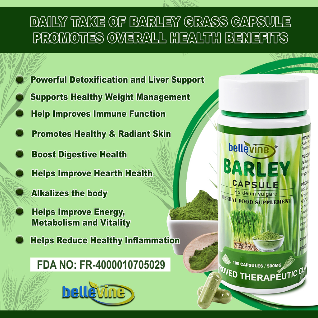 Bellevine BARLEY Herbal Capsules 100 pieces | Shopee Philippines