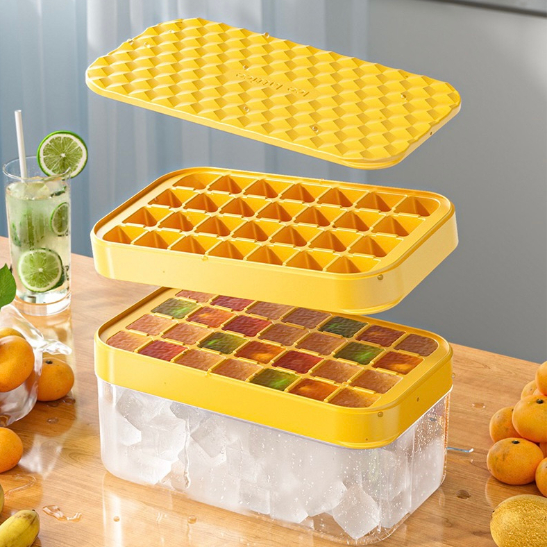Stackable Ice Cube Tray with Lid Cover and Bin PP Plastic Ice Cube