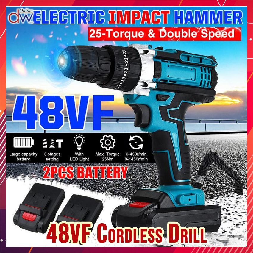 48VF Cordless Electric Screwdriver Drill Set Mini Power Driver 25