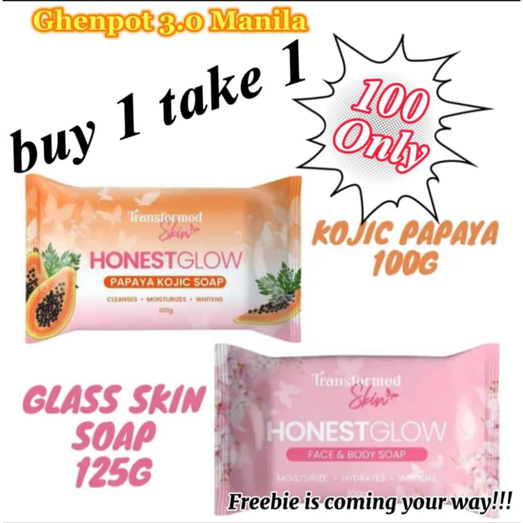 Honestglow 1 Pc Glass Skin Soap 125g 1 Pc1 Kojic Papaya Soap 100g