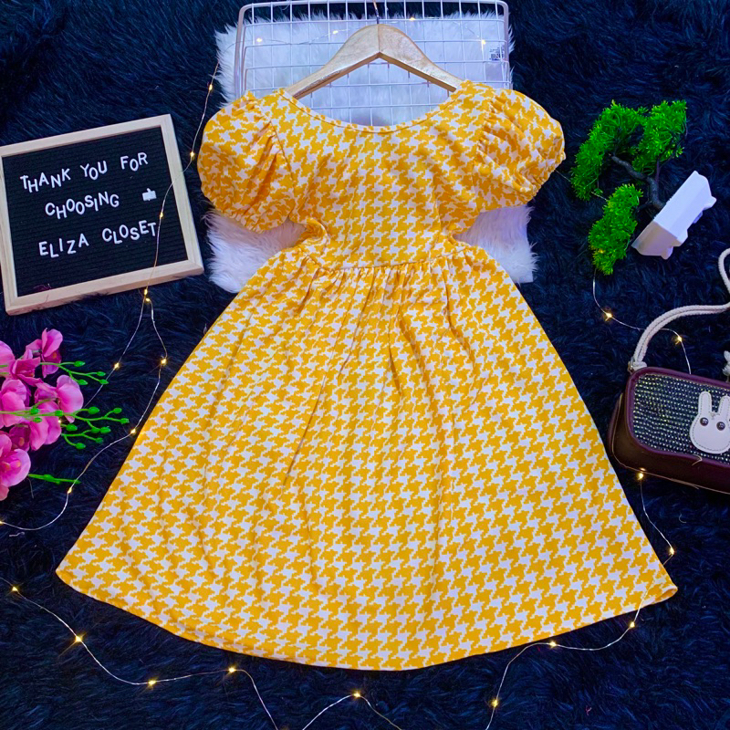 Claire dress for kids and adult puff sleeve cross back | Shopee Philippines