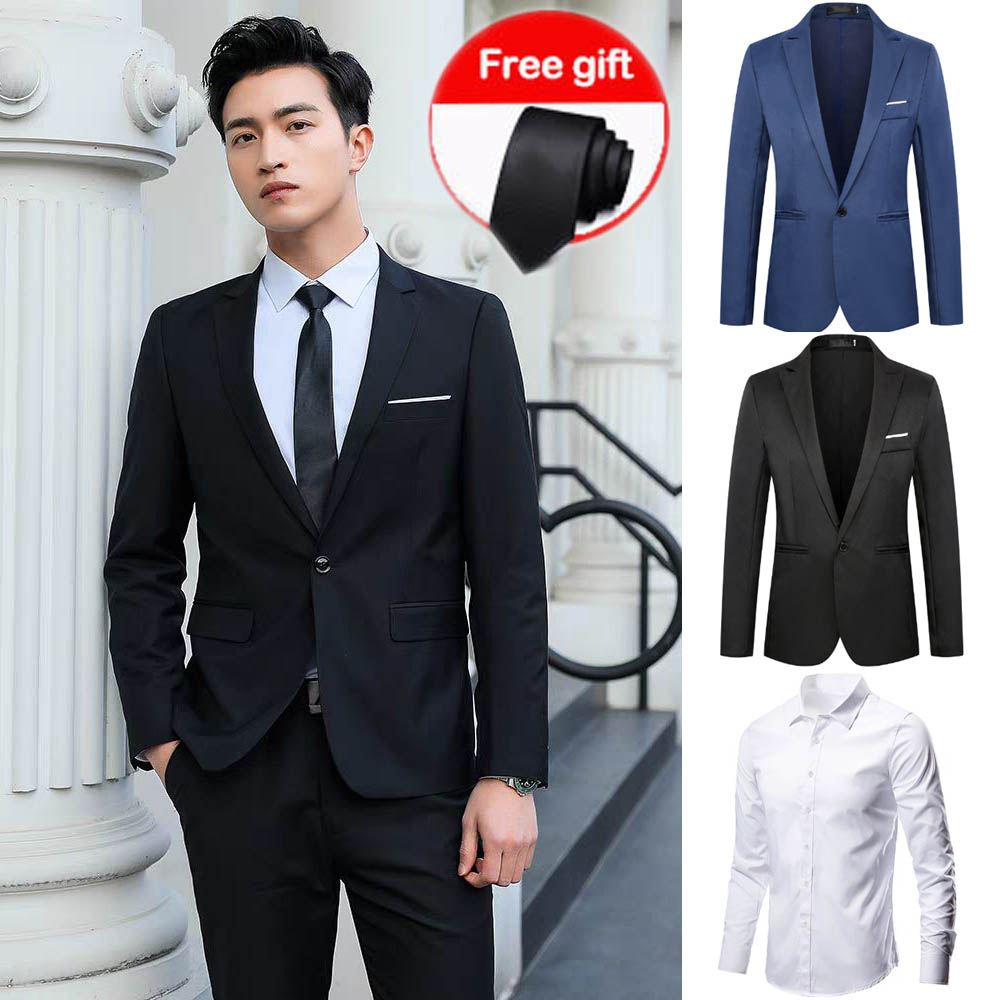 【Free Tie】Men's Blazer Formal Attire Suit Jacket Suit Coat Tuxedo ...