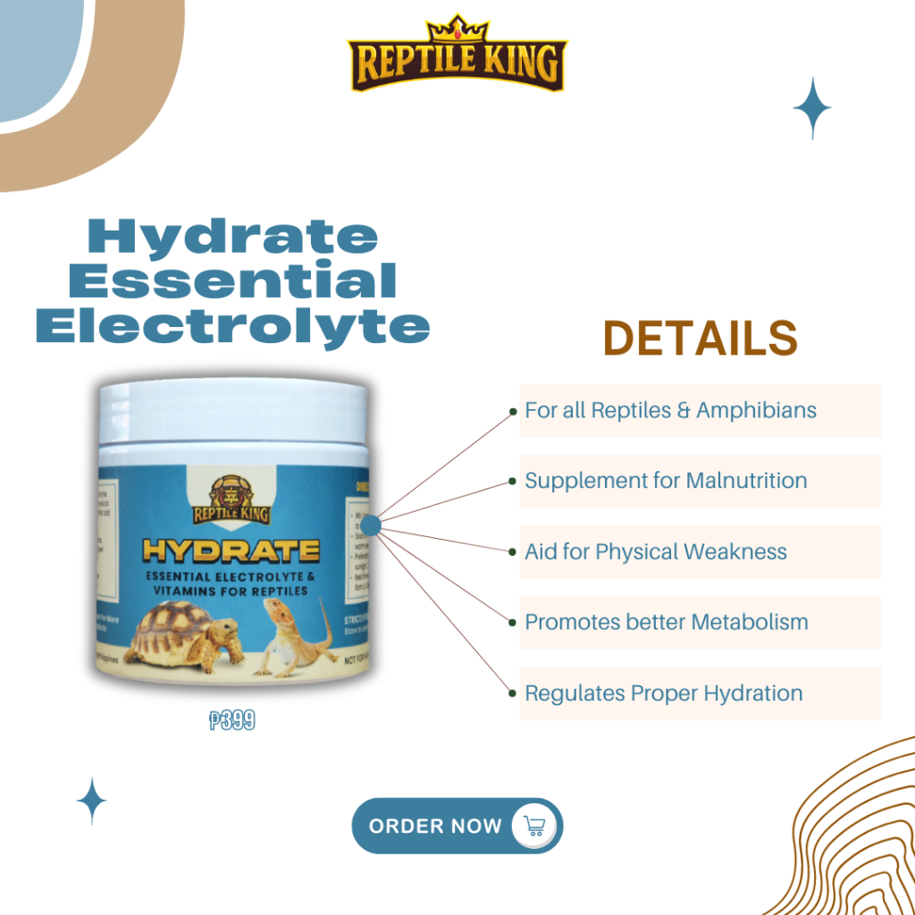 Hydrate Essential Electrolyte & Vitamins For Reptiles Tortoises Iguana