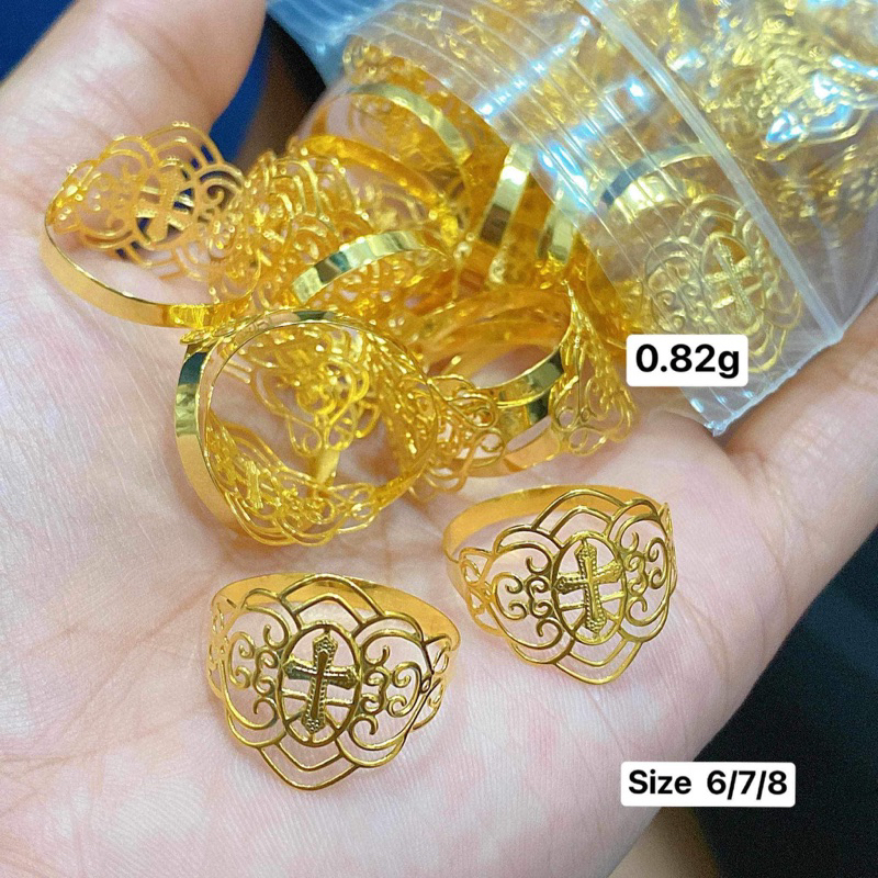18K Saudi gold ladies ring with Cross design | Shopee Philippines