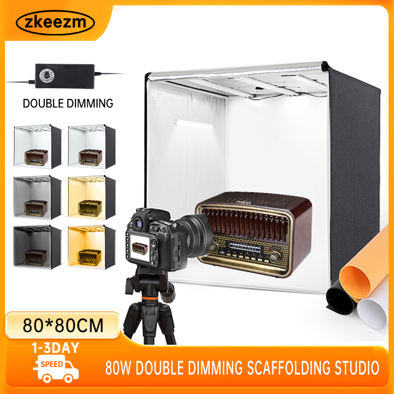 Zkeekm 80*80cm Studio light box Tent Kit with Removable Backdrops with