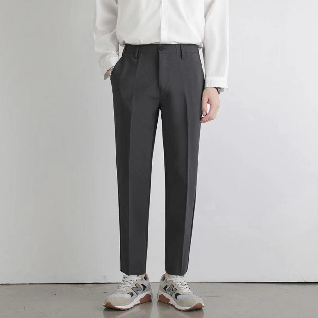 ACHSAWAKE Men's Pants Korean Fashion Suit Pants Casual Alvin Trousers ...