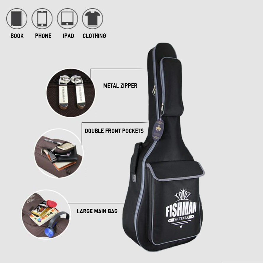 FISHMAN Electric guitar bag acoustic gig bag 40.4 13.4 2.4 inch Black Waterproof Double Shoulder Shopee Philippines